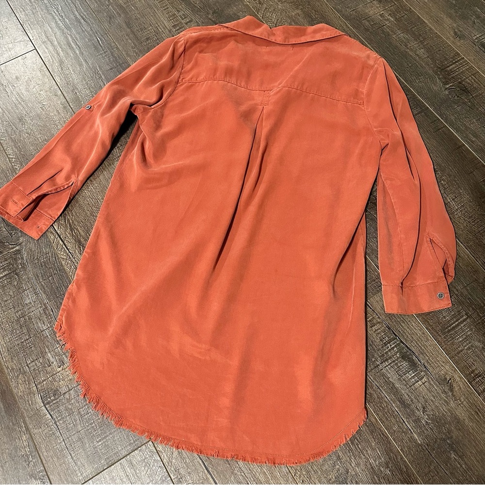 Dear John Rust Tunic Size Medium Deep V Button Do… - image 2